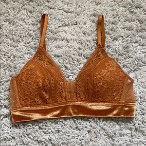 Gold velvet lacy bralette